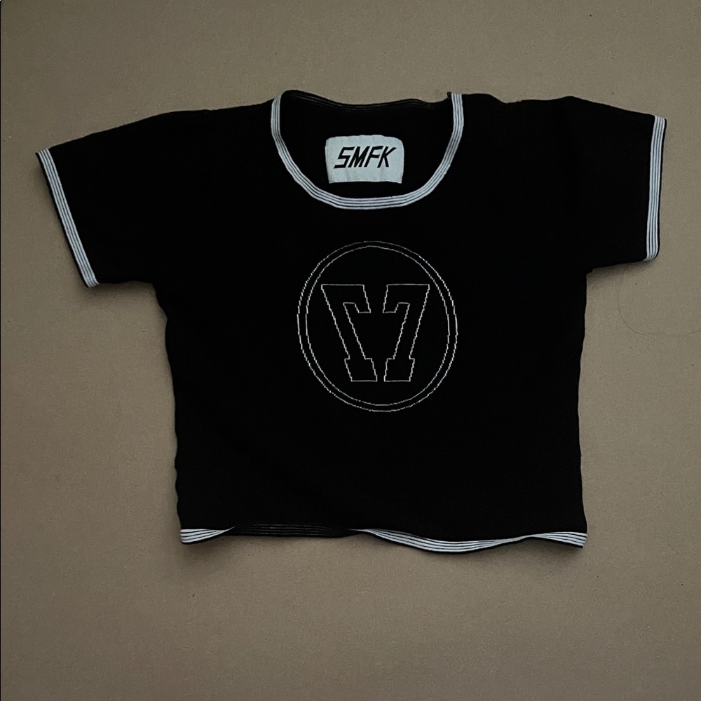 Black Crop Top with White Trim